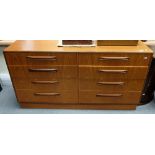 Mid century G plan bank of 8 teak draws