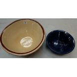 Two large terracotta mixing bowls (2)