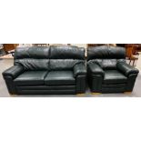 Dark green Cavendish Upholstery leather 2 piece suite