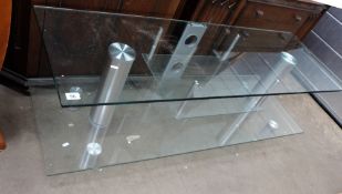 Oversized glass television table