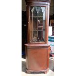 Reproduction mahogany corner unit with glass panel door