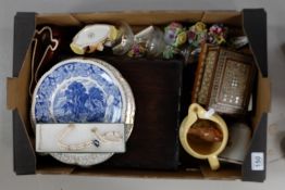 A good collection of mixed items to include boxed cutlery set, musical cigarette box, pottery items,