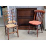 Two rush seated oak chairs,