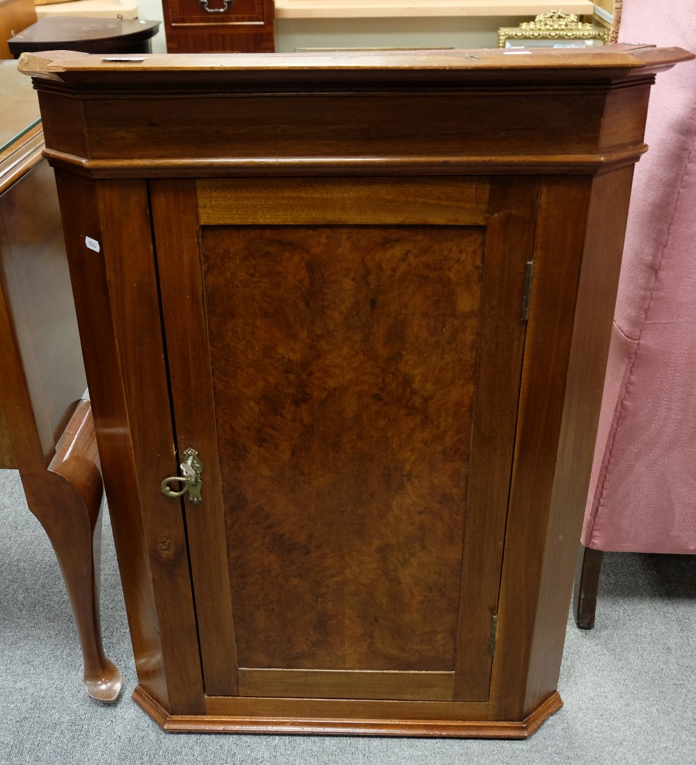 Edwardian Burr Walnut corner cupboard