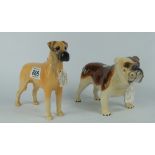 Beswick Great Dane 968 and Bulldog 965 (