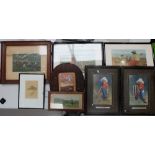 A collection of framed prints to include