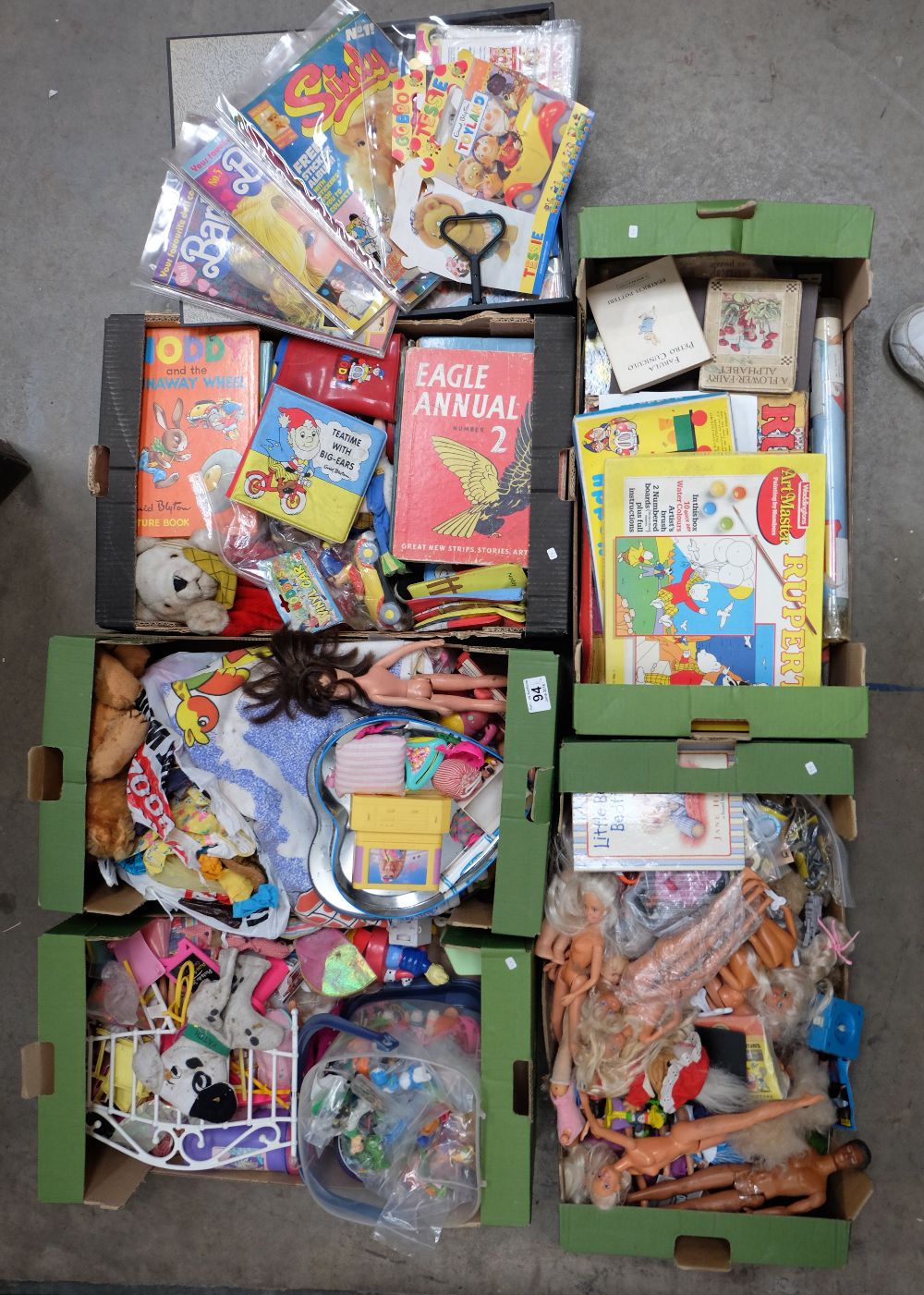A collection of childrens toys and games