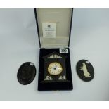 Wedgwood black jasperware clock in prese