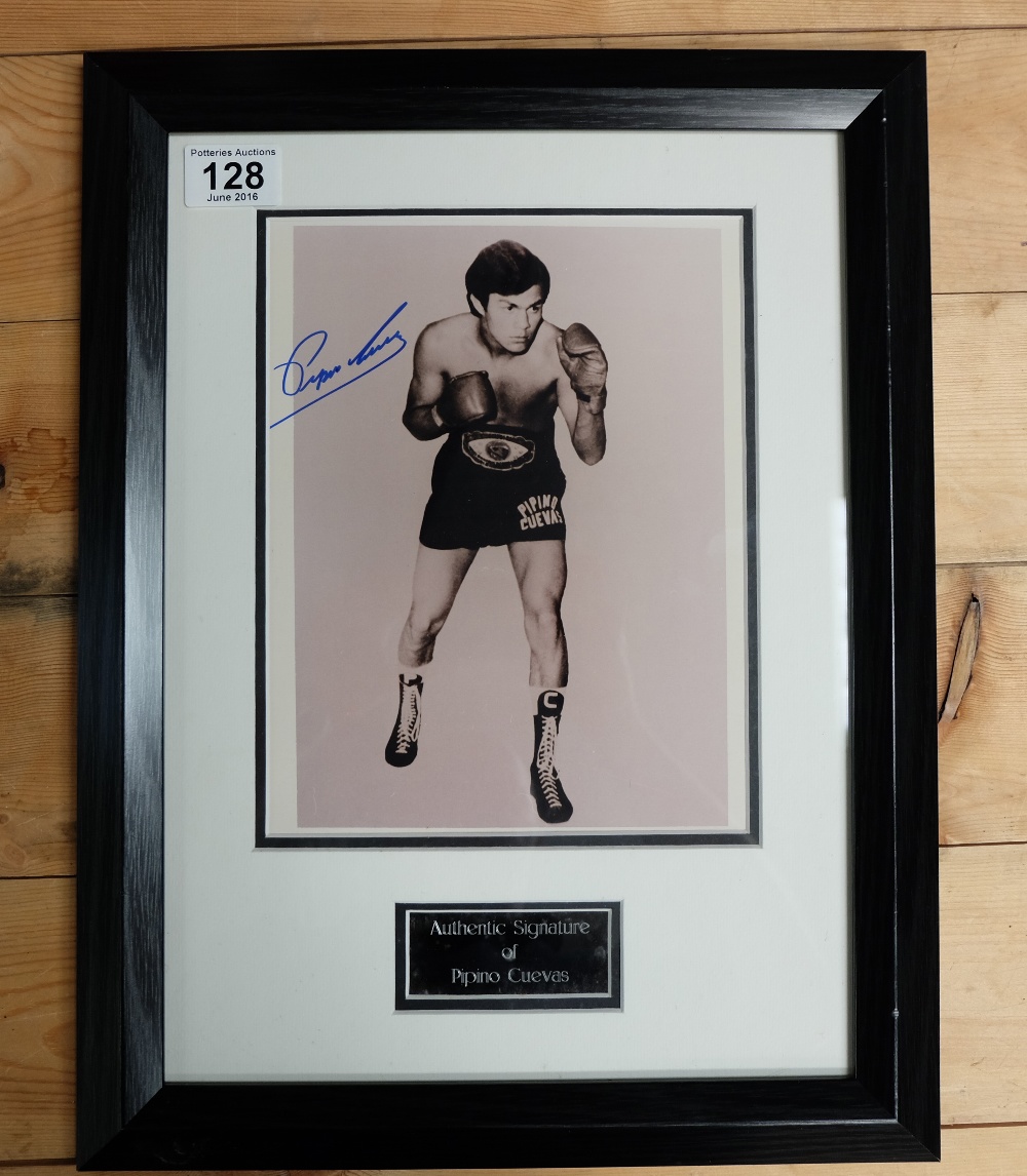 Signed presentation framed Photograph of boxer Pipino Cuevas