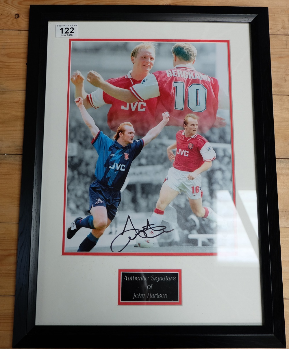 Signed presentation colour framed Photograph of footballer John Hartson (Arsenal and Wales)