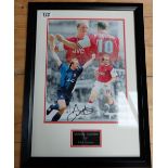 Signed presentation colour framed Photograph of footballer John Hartson (Arsenal and Wales)