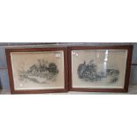 Two Edwardian oak framed prints entitled