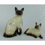 Beswick Siamese cat 1882 and lying Siame