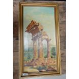 Oil on canvas classical temple scene