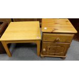 Small pine bedside cabinet and light oak