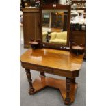 Mahogany dressing table with single drawer.