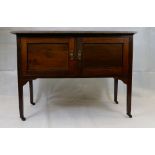 Edwardian mahogany inlaid dressing table with oval mirror and matching washstand base with marble