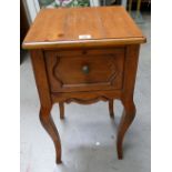 Pine bedside cabinet with single drawer.