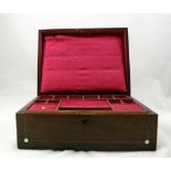 Victorian rosewood writing box with fitted silk interior