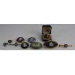 A collection of Wedgwood jasper ware jewellery in green dark blue and light blue including various