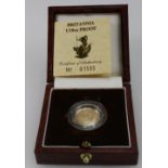 Royal Mint 1987 Britannia 22ct 1/10th ounce proof gold coin in original box with paperwork