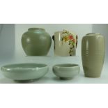 A collection of four Bullers undecorated vases and bowls together with Royal Doulton Rosslyn