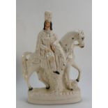 19th Century Staffordshire figure of Bonnie Prince Charlie on horseback,