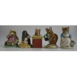 Royal Albert Beatrix Potter figures Mr Jeremy Fisher, Hunca Munca spills the beads,