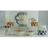A collection of Charlotte Rhead Crown Ducal commemorative coronation items to include large jug,
