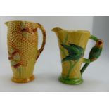 Burgess Dorling & Leigh Burleigh Ware hand painted jugs Bees and honeycomb and Parrots,