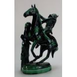 Beswick prototype model of Indian chief on horse in green & black glaze,