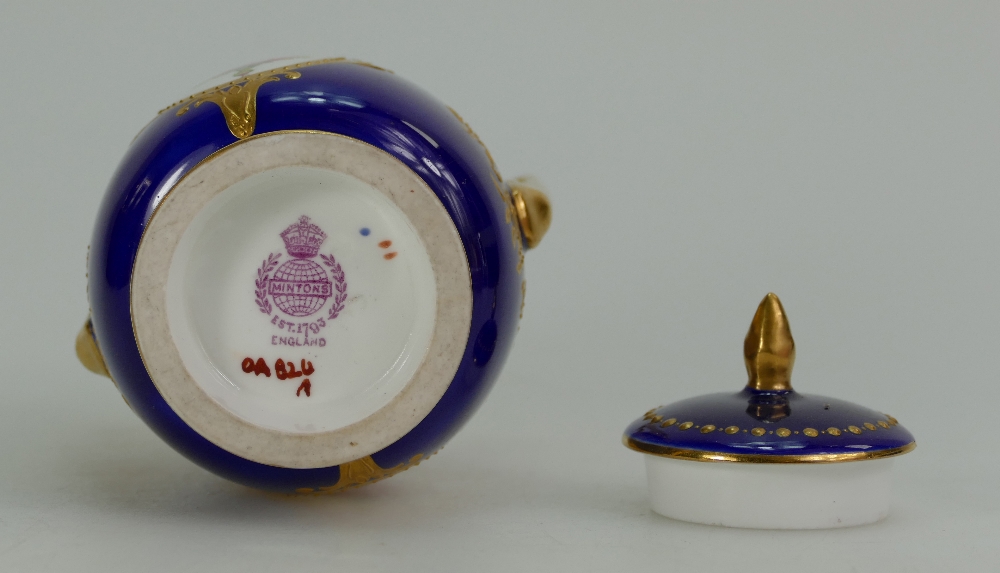 Minton jeweled two handle miniature lidded vase - Image 2 of 3