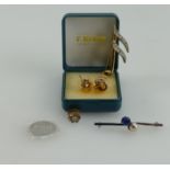 A collection of jewellery and items includimg Silverbar brooch, 1937 sixpence,