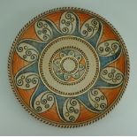 Charlotte Rhead Crown Ducal wall charger Arabian Scroll design 4926, diameter 32.