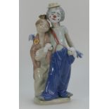 Lladro figure of a boy Clown embracing girl and puppy's, height 22 cm,