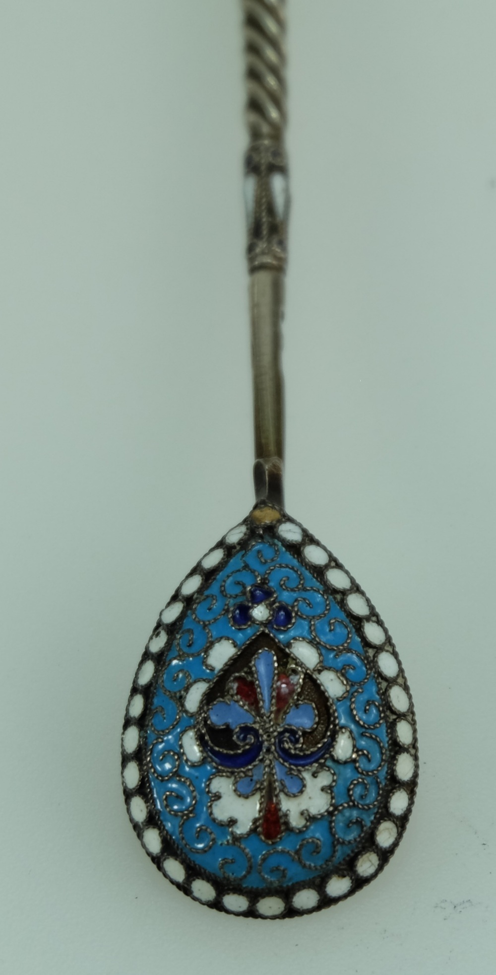 Russian silver enamel spoon (c.1900), maker AH. - Image 3 of 4