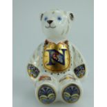 Royal Crown Derby paperweight Alphabet Bear with gold stopper