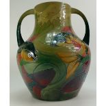 Moorcroft large two handled vase decorated in the Carp design by Sally Tuffin 1995 and signed J