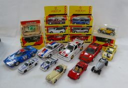 A collection of boxed Shell Sportscar collection toy cars together with similar unboxed items (20)