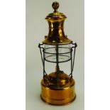 19th Century unusual brass tilley lamp, 171 pattern glass shade,