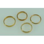 Four 22ct gold wedding bands total weight 15 grams (4)