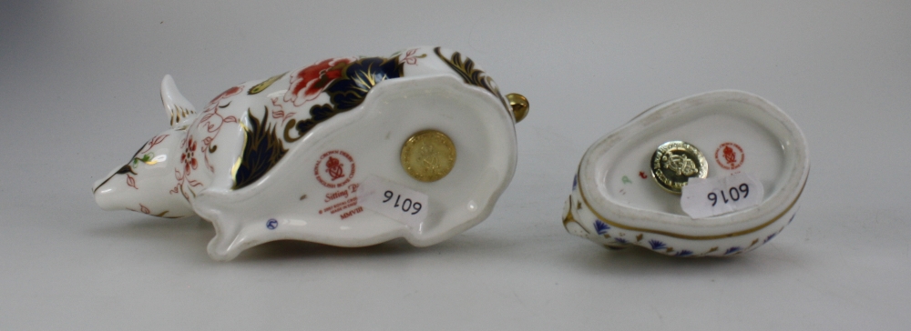 Royal Crown Derby paperweight Sitting Pig and Rabbit, - Image 2 of 2