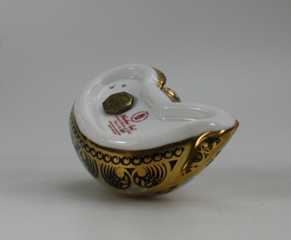 Royal Crown Derby paperweight of Harbour Seal with gold stopper, - Image 2 of 2