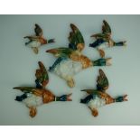 Beswick graduated set of Mallard Duck wall plaques comprising 596-0, 596-1, 596-2,