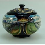 Moorcroft Bredon Hill lidded pot, limited edition, 9cm tall. Designed by Vicky Lovatt.