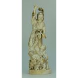 19th Century Ivory figure group of Immortals in Robes signed Jugyoko,