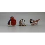Royal Crown Derby paperweight Robin, Piglet and Coal Tit,