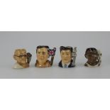 Royal Doulton collection of prototype Tiny Character Jugs comprising of Gandi, Jesse Owens,