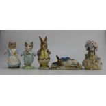 Royal Albert Beatrix Potter figures Tom Kitten, Tabitha Twitchet, Mr Benjamin Bunny,