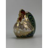 Royal Crown Derby paperweight of Farmyard Cockerel event piece with gold stopper,